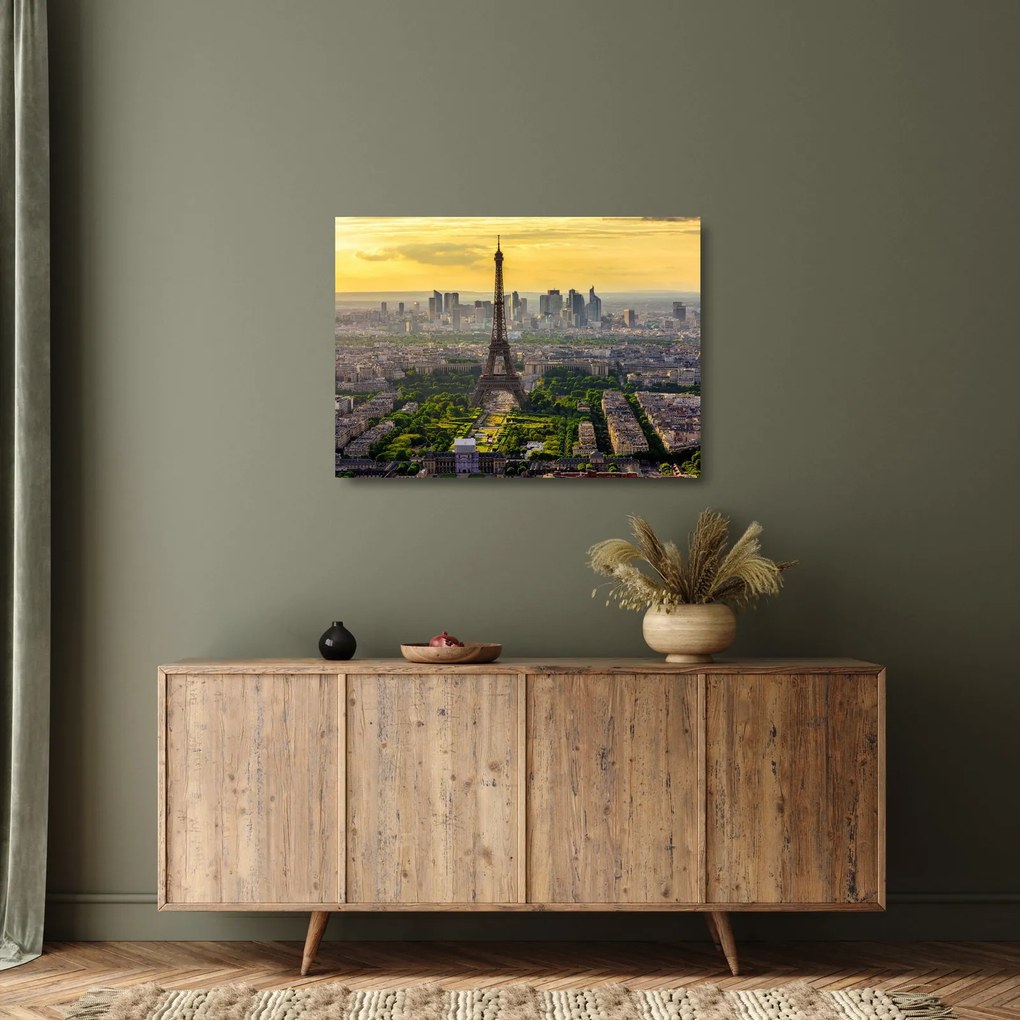 Tablou pe sticlă - Panorama Parisului (70x50 cm)