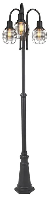 Lampă inteligentă de exterior neagră cu 3 lumini IP44 incluzând WiFi ST64 - Guardado