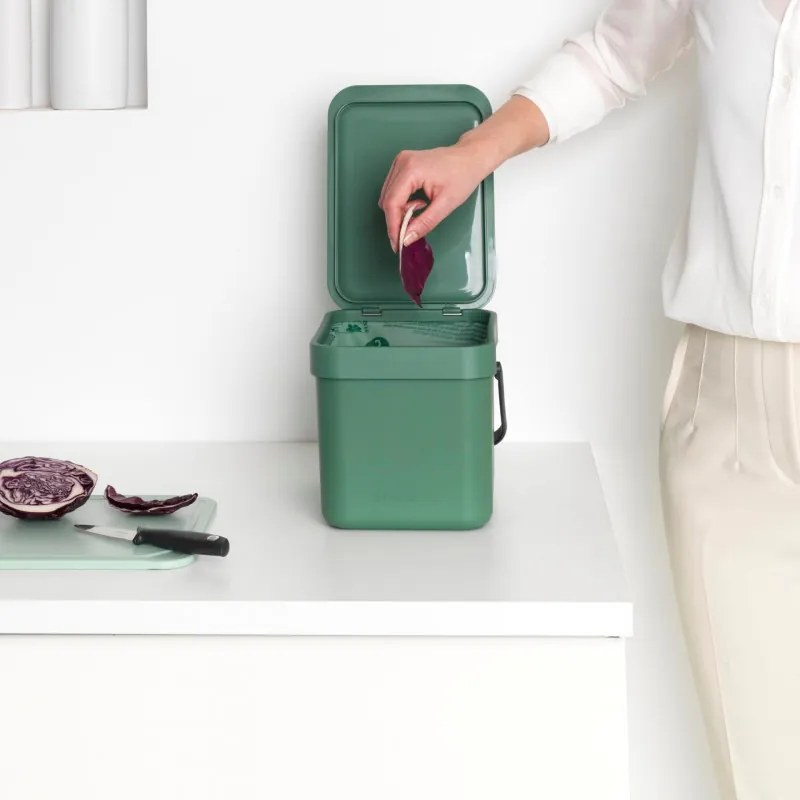 Brabantia Coș de colectare selectivă a deșeurilor Sort&Go 1003233, 6 l, Mâner, Montabil pe perete, Verde închis