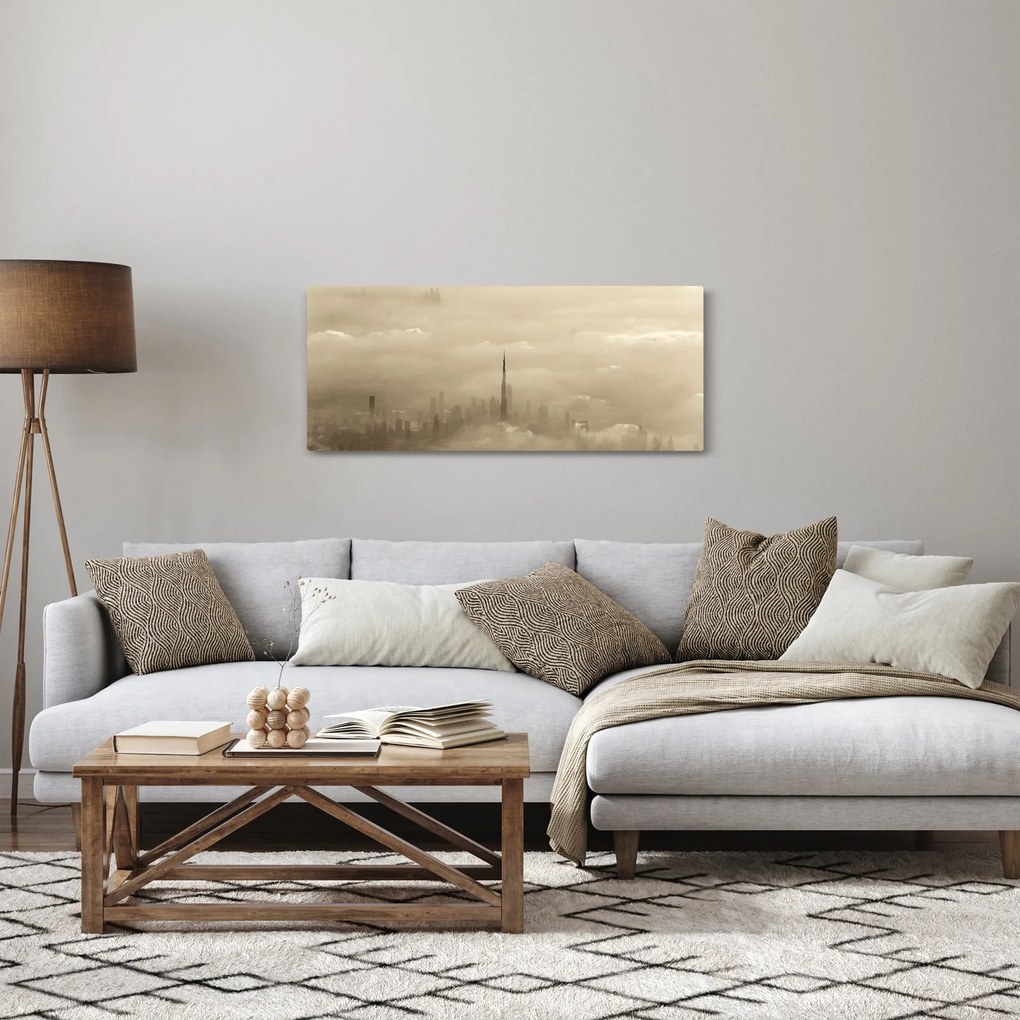 Tablou - Oraș în nori (120x50 cm)