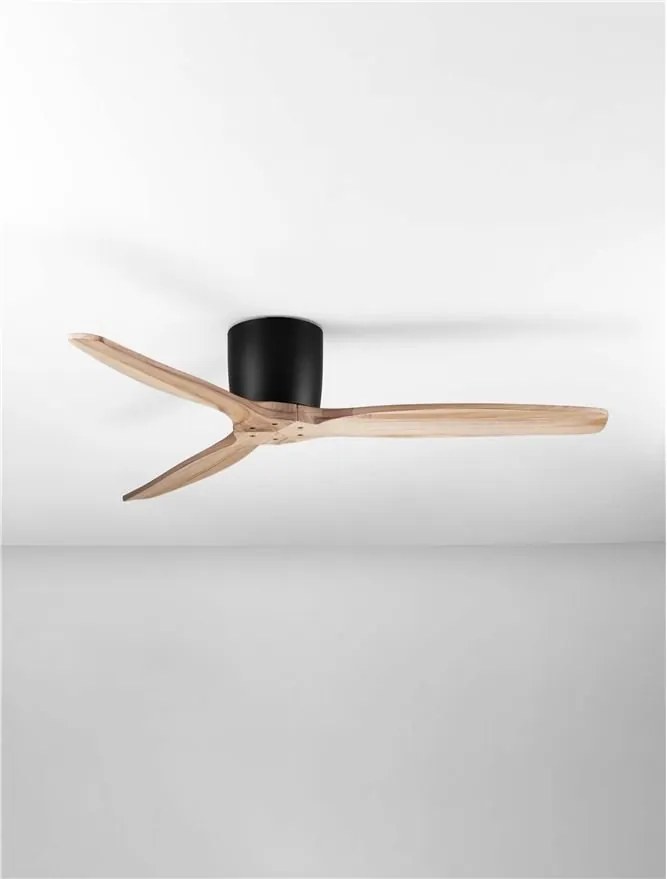 Ventilator de tavan cu telecomanda NINEMIA negru/natural wood
