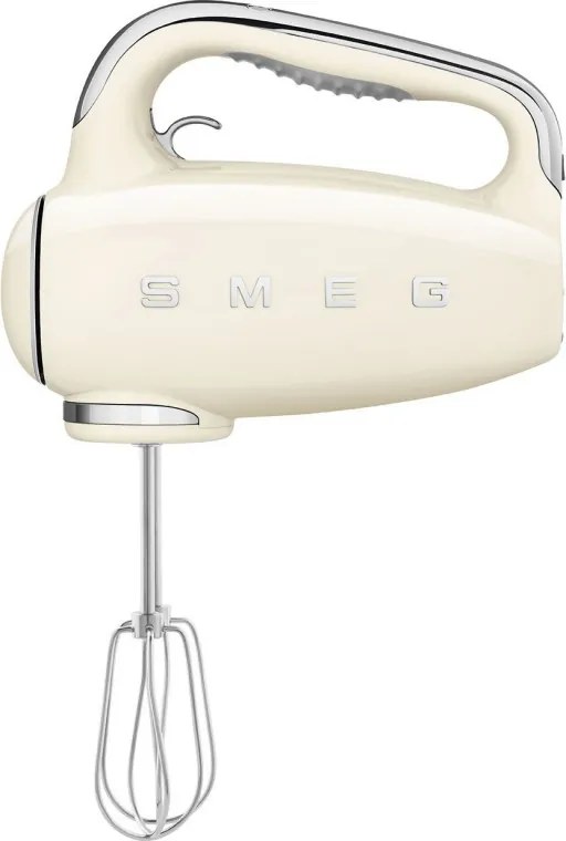 Mixer manual SMEG 50's Style HMF01CREU, 250 W, 9 viteze, Functie Turbo, Afisaj LED, Timer, Accesorii, Crem