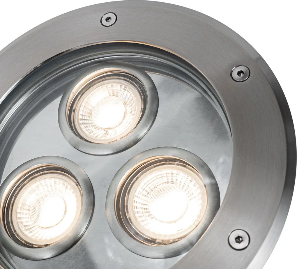 Set de 3 spoturi moderne de sol din oțel cu 3 lumini IP65 - Tribus