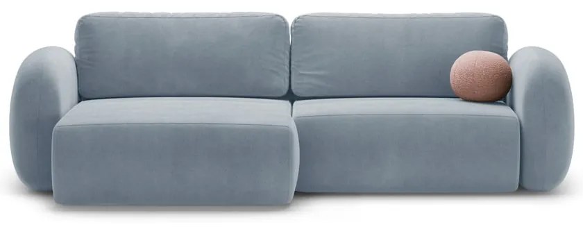 Colțar albastru prăfuit extensibil/cu spațiu de depozitare cu tapițerie din catifea Tonale – Cosmopolitan Design