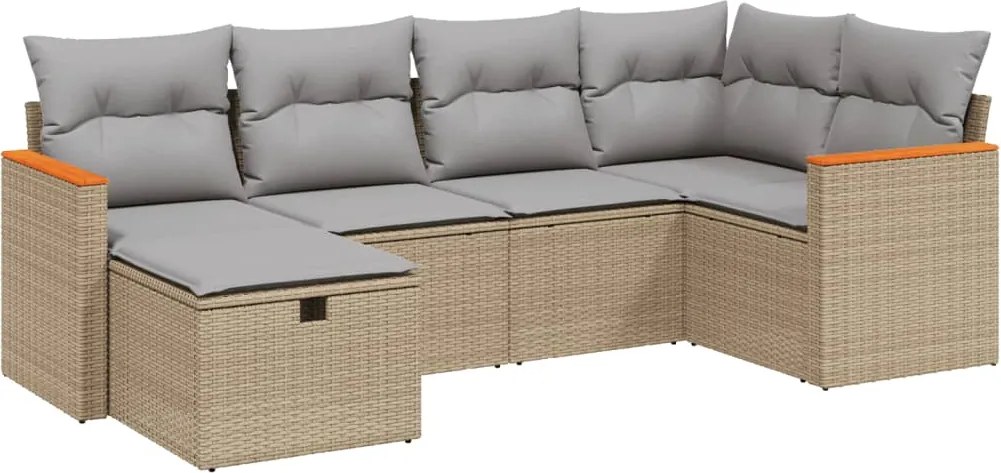 vidaXL Set canapele de grădină, 6 piese, cu perne, bej, poliratan