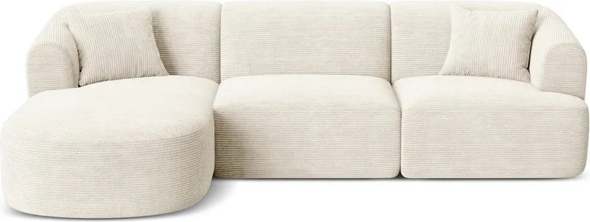 Colțar bej cu tapițerie din catifea reiată (cu colț pe partea stângă/cu șezlong) Campi – Cosmopolitan Design