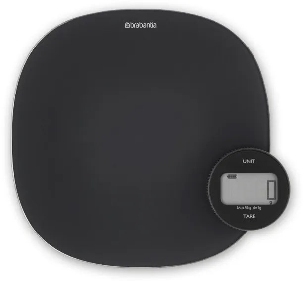 Cantar de bucatarie Brabantia Tasty+ 1001253, Pana la 5 kg, Nu necesita baterii, Tare, Afisaj digital, Gri inchis