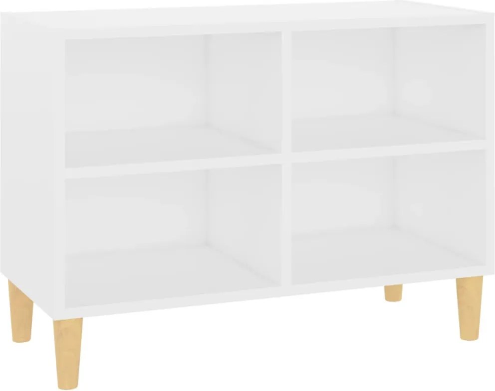 vidaXL Comodă TV, picioare lemn masiv, alb, 69,5x30x50 cm