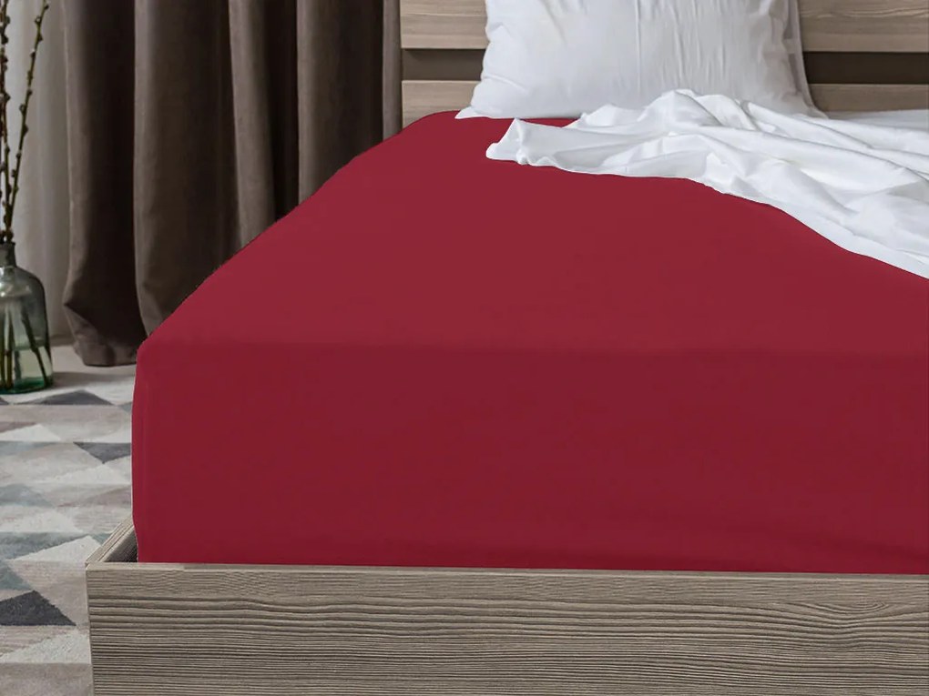 Cearsaf Jersey cu elastic 180 x 200 cm visiniu