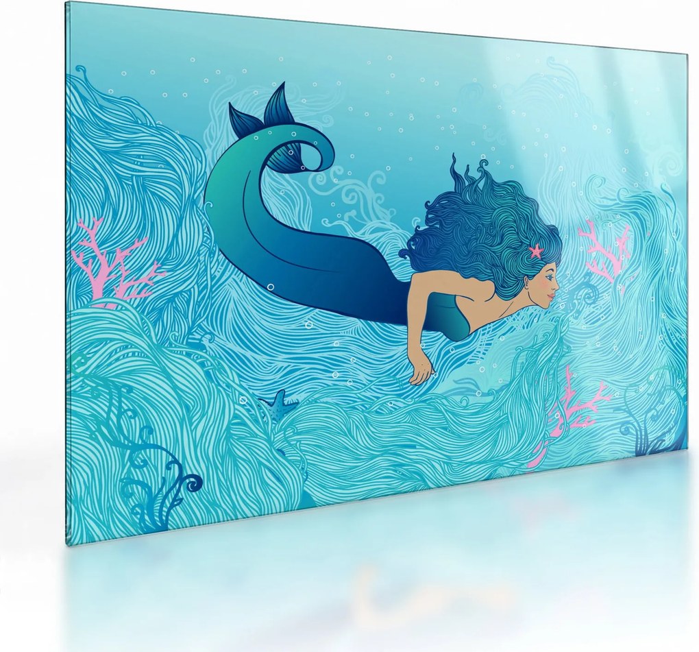 Tablou pe sticlă - Sirena (70x50 cm)