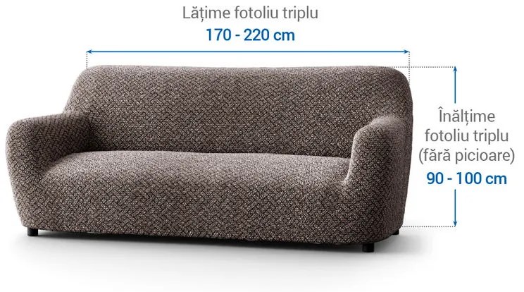 Huse bielastice VENEZIA maro fotoliu triplu (l. 170 - 220 cm)