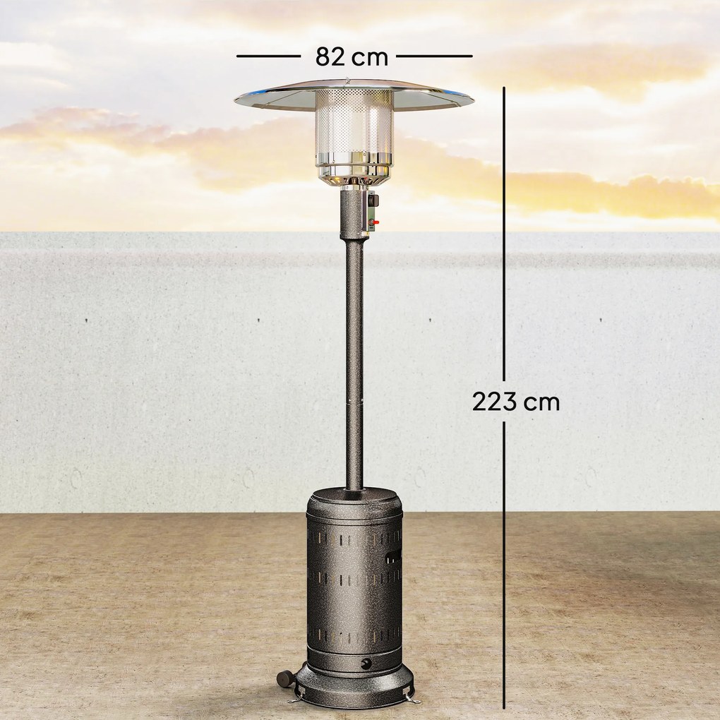 Outsunny Încălzitor de Exterior de 11 KW Reglabil, cu Roți 82 x 82 x 223 cm, Maro Închis | Aosom Romania