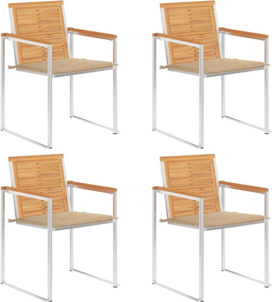 vidaXL Scaune de grădină cu perne, 4 buc., lemn masiv de tec