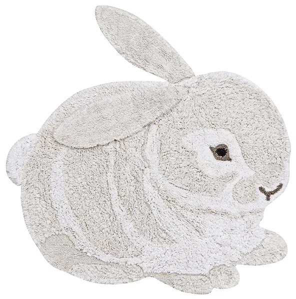 Covor pentru copii gri deschis lavabil/țesut manual din bumbac 130x135 cm Bunny – Lorena Canals