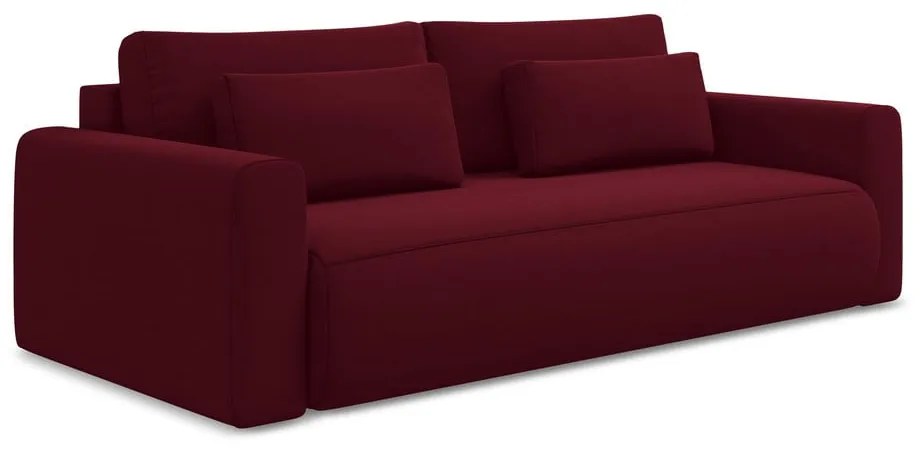Canapea burgundy extensibilă/cu spațiu de depozitare cu tapițerie din catifea 238 cm Kapua – Makamii