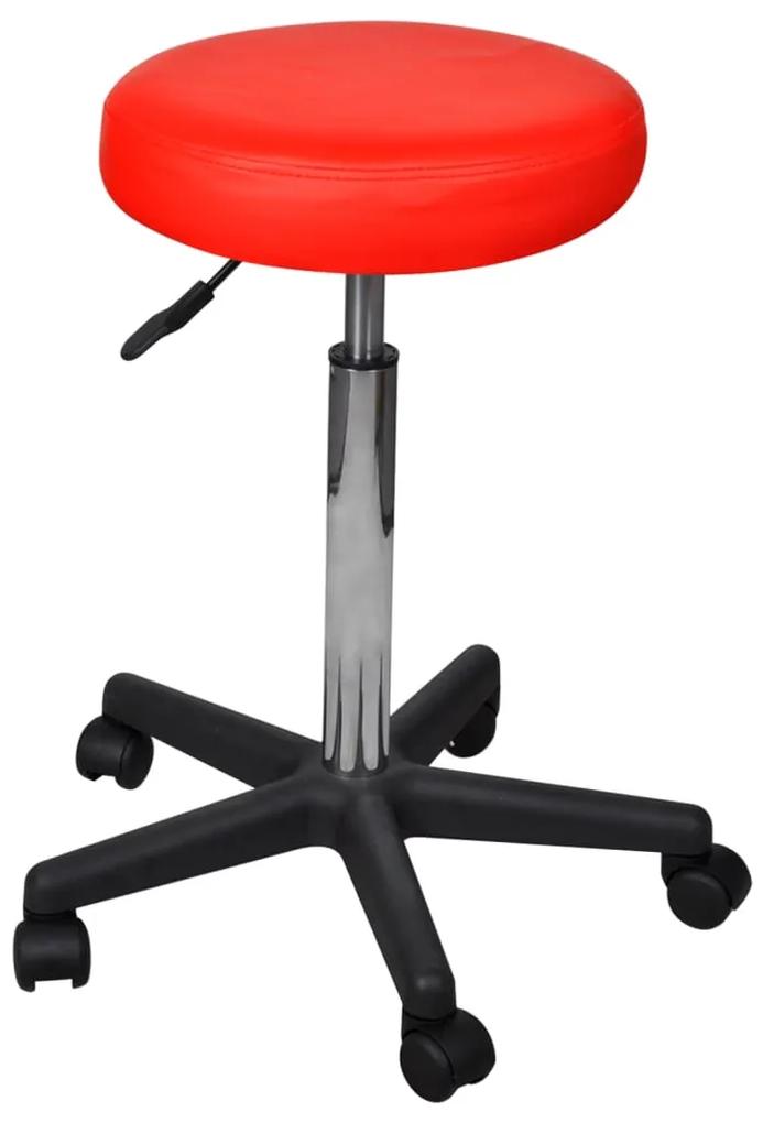 Taburete de birou, 2 buc., roșu, 35,5x84 cm, piele ecologică