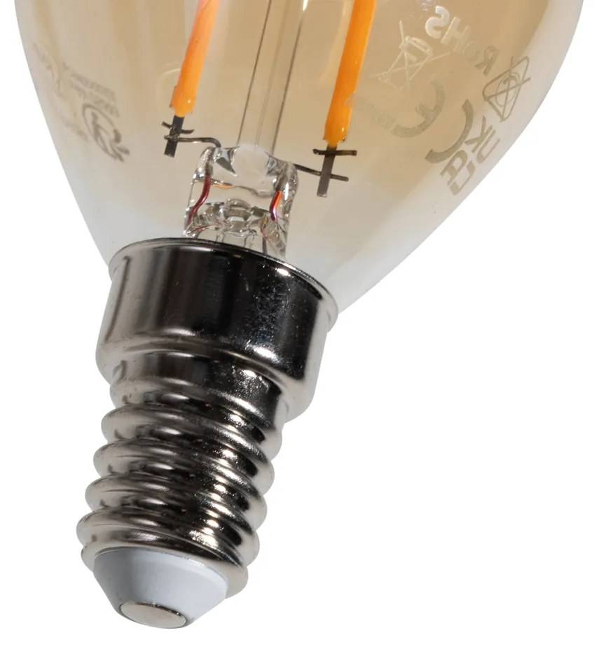 Set de 5 becuri LED E14 dimabile G45 aurii 4W 330 lm 2100K