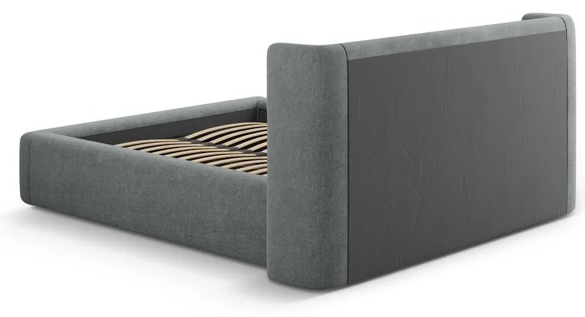 Pat matrimonial gri închis tapițat cu spațiu de depozitare cu somieră 200x200 cm Jason – Windsor &amp; Co Sofas