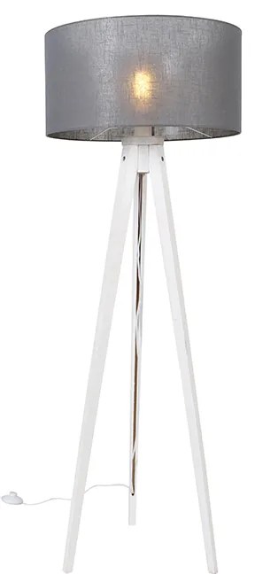 Lampa de podea moderna cu trepied alb cu abajur gri 50 cm - Tripod Classic