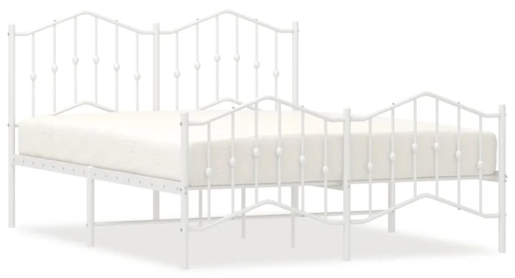 373858 vidaXL Cadru pat metalic cu tăblie de cap/picioare , alb, 150x200 cm