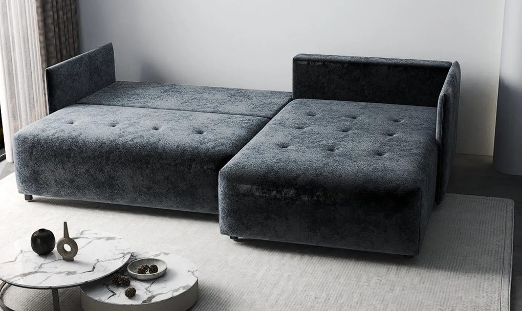 Colțar extensibil dumonde cu ladă de depozitare si sezut confortabil din spuma high-density, Malta Euphoria Grafit II 235x185 cm