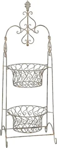Etajera Romance din metal gri 33x30x94 cm