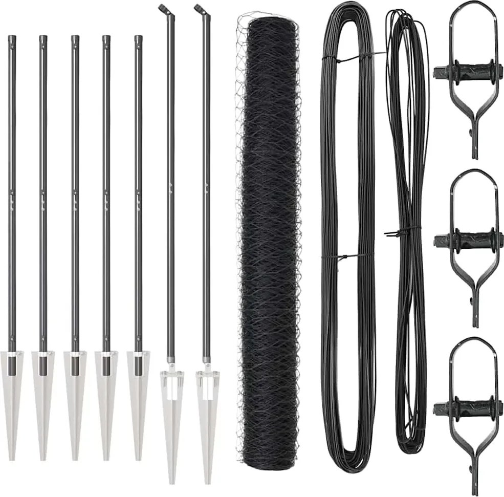 vidaXL Stâlp de gard. Gri 10 x 1,4 m (plasă de 50 mm) Oțel și PVC