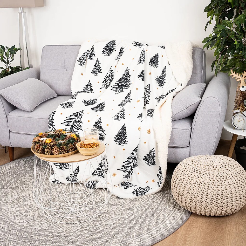 Pătură imitație de blăniță 4Home Frosted Trees, 150 x 200 cm