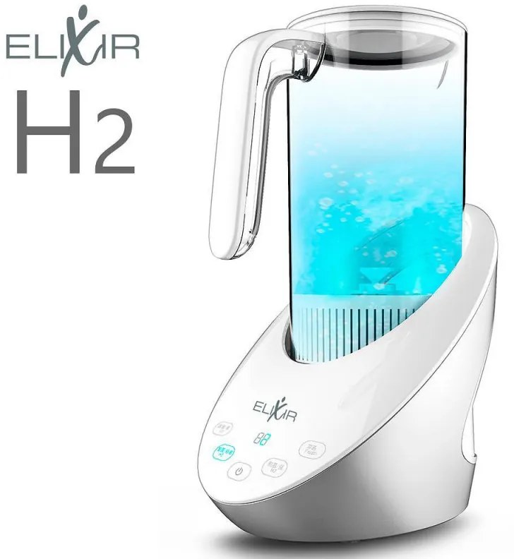 Cana pentru apa cu hidrogen Elixir, 15W, 1,6 L, Ecran tactil, 1200 PPB, Filtru inlocuibil, Alb/Gri