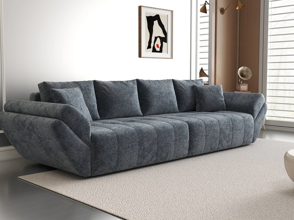 Canapea extensibilă dumonde cu ladă de depozitare si sezut confortabil din spuma high-density, Berlin Euphoria Graphit 300x100 cm