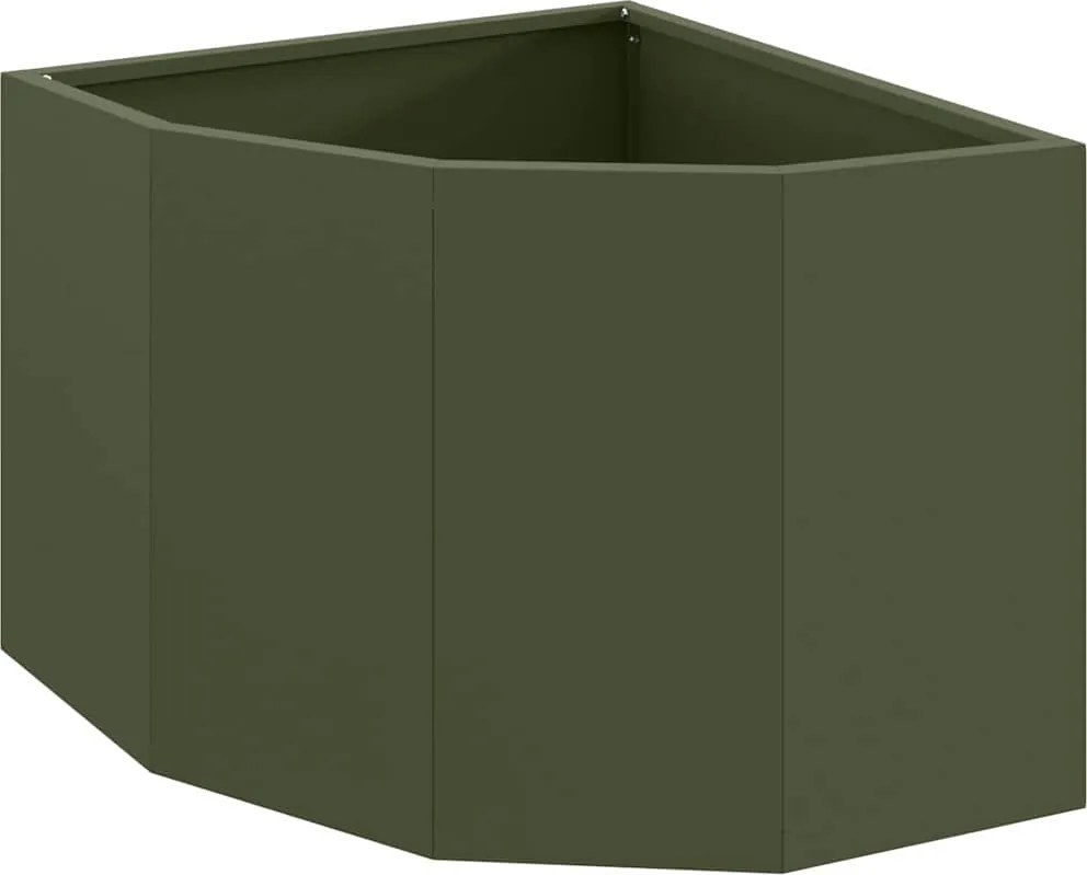 vidaXL Ghiveci de colț Olivengrønn 45 x 45 x 35 cm Oțel