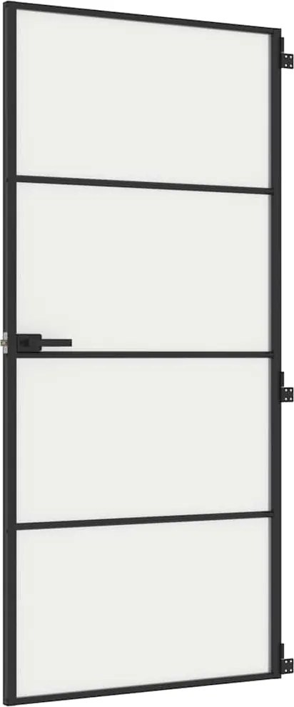 vidaXL Ușă de interior negru 93x201,5 cm sticlă securiz./aluminiu slim