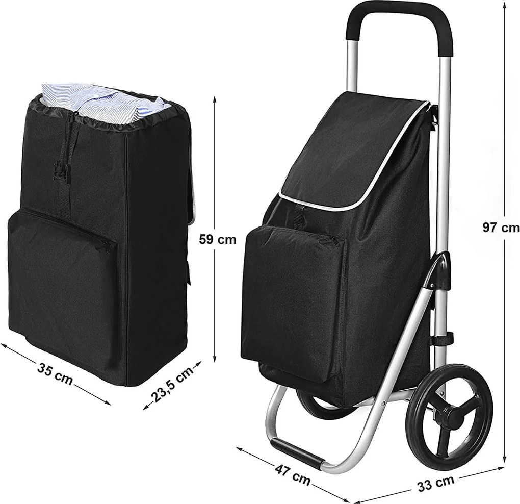 Carucior cumparaturi Pliabil Negru 40 L