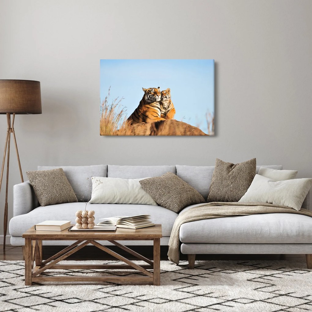 Tablou - Tigroaica cu pui (90x60 cm)