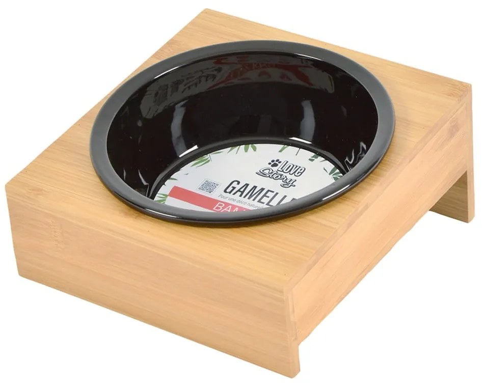 Bol cu suport pentru câini, din bambus ø 16 cm – Love Story