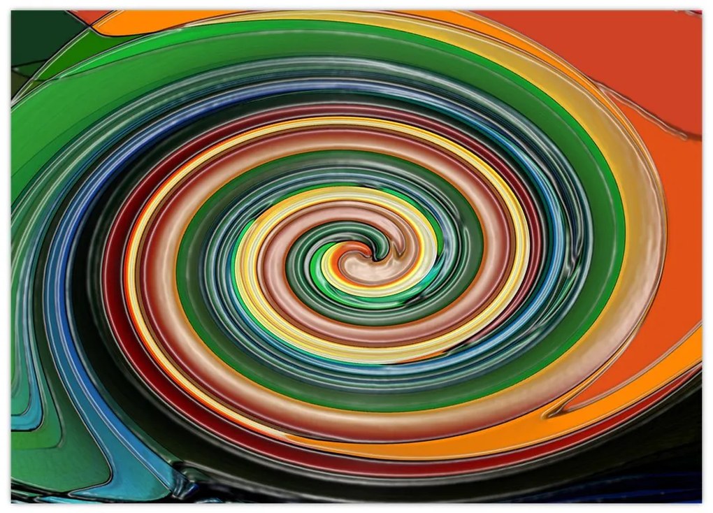 Tablou pe sticlă abstract - spirala colorata (70x50 cm)