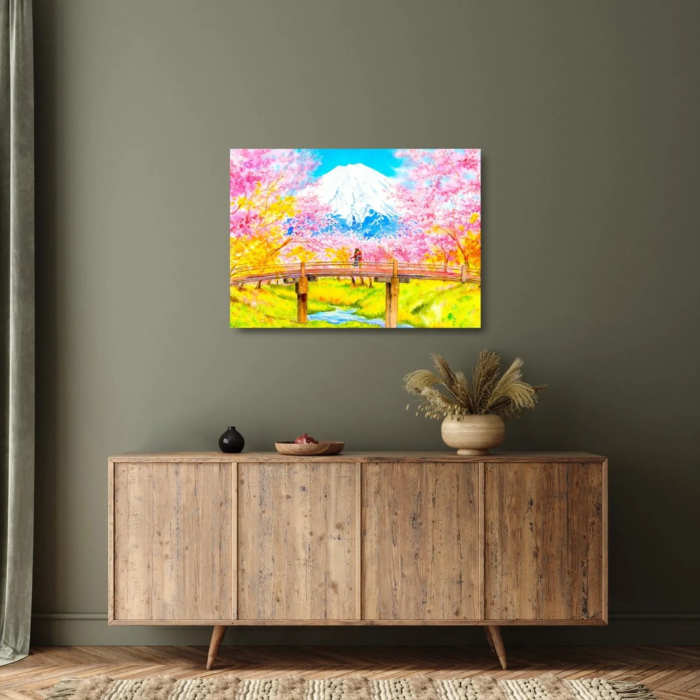 Tablou pe sticlă - Cuplu pictat, acuarelă (70x50 cm)