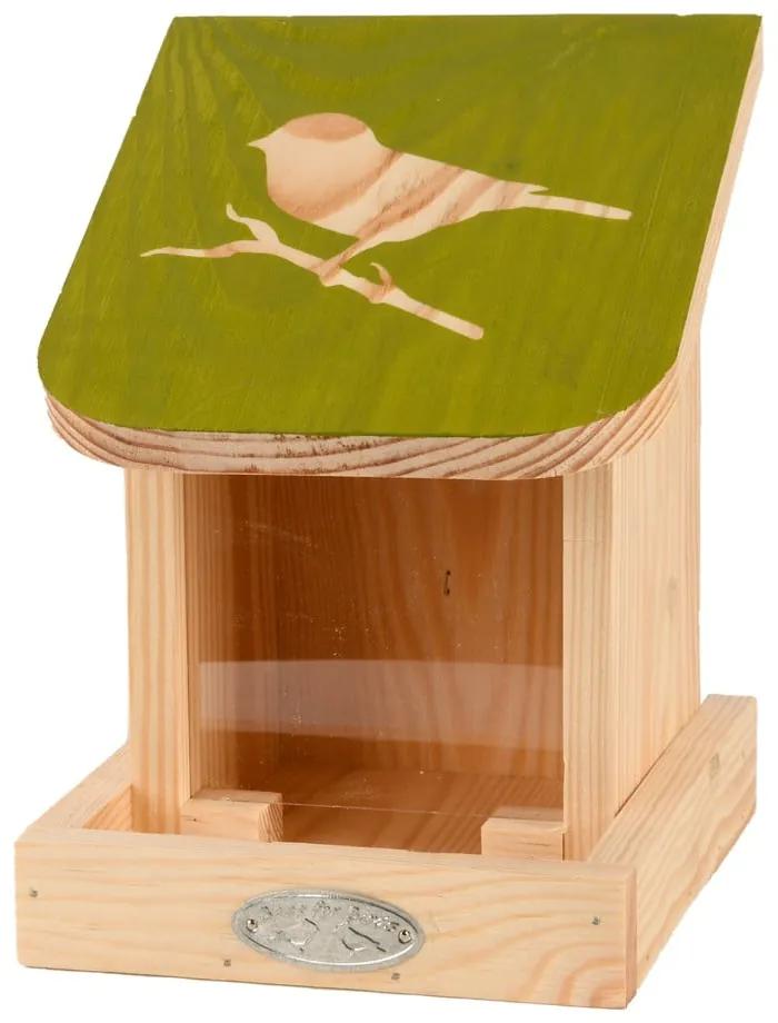Hrănitor din lemn masiv de pin pentru păsări Esschert Design Diapozitiv, lungime 17 cm