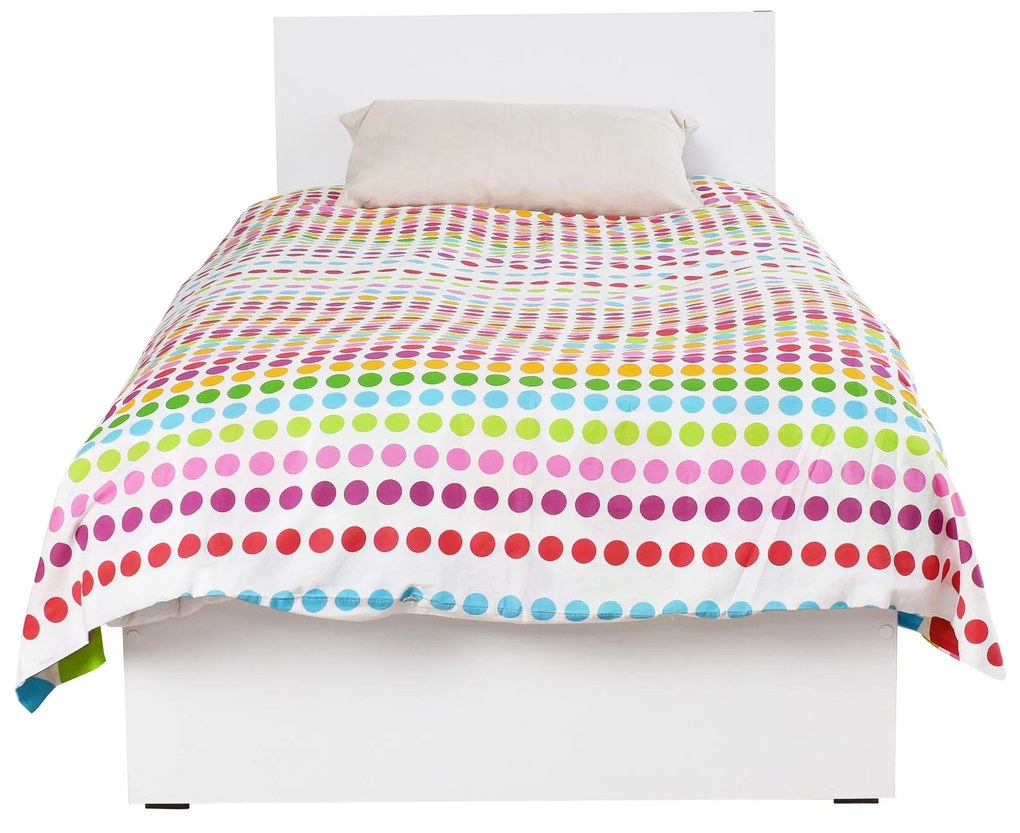 Pat de o persoană 90 cm Vobima 1 (alb) (cu somieră). 1094823
