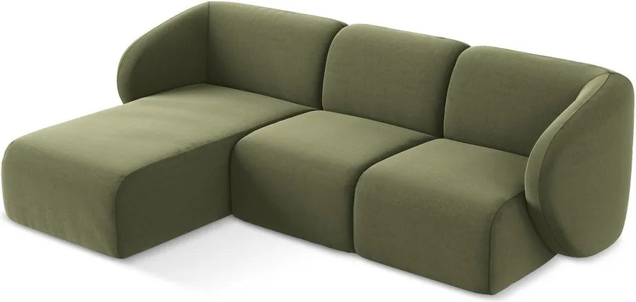 Colțar verde cu tapițerie din catifea (cu colț pe partea stângă/cu șezlong) Lani – Makamii