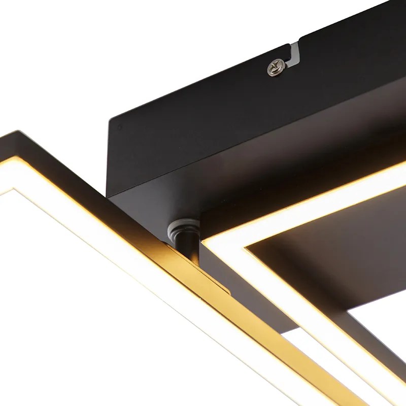 Plafoniera pătrată neagră cu dimmer 3 trepte - Plazas Novo