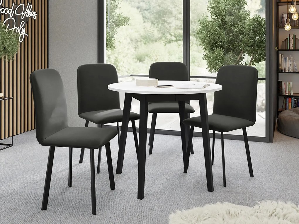 Masă sufragerie extensibilă 90 cm Kertare S 90 (Alb + Negru) (pentru 2-4 persoane). 1105354