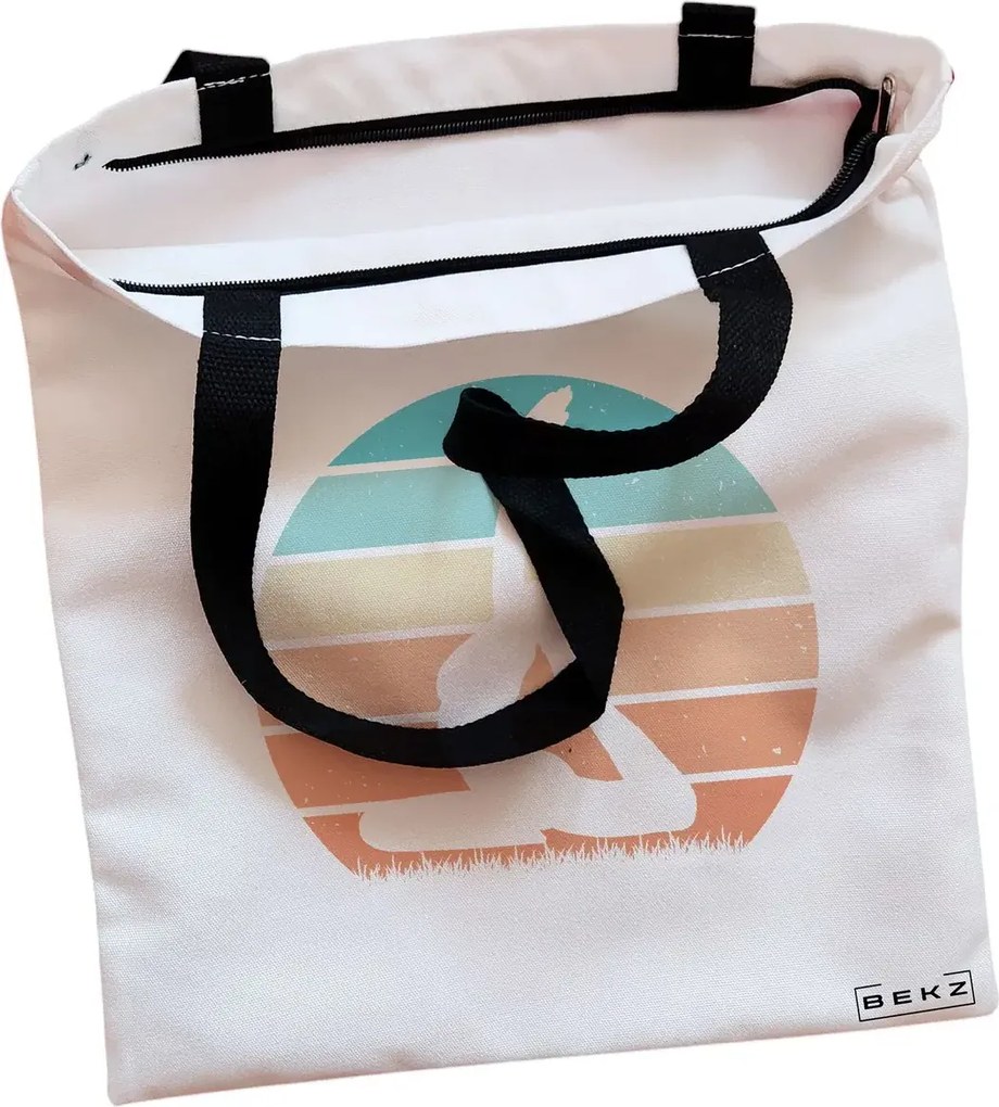 Sacosa de Panza pentru Cumparaturi, Geanta Tote, Yoga 8, Cu fermoar, 38x34.5 cm, Alba, BEKZ®