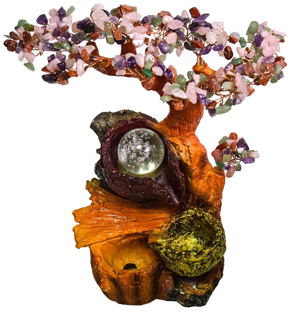Fantana arteziana, Feng Shui, LED, pompa submersibila, pietre semipretioase, Naimeed D3009-Multicolor