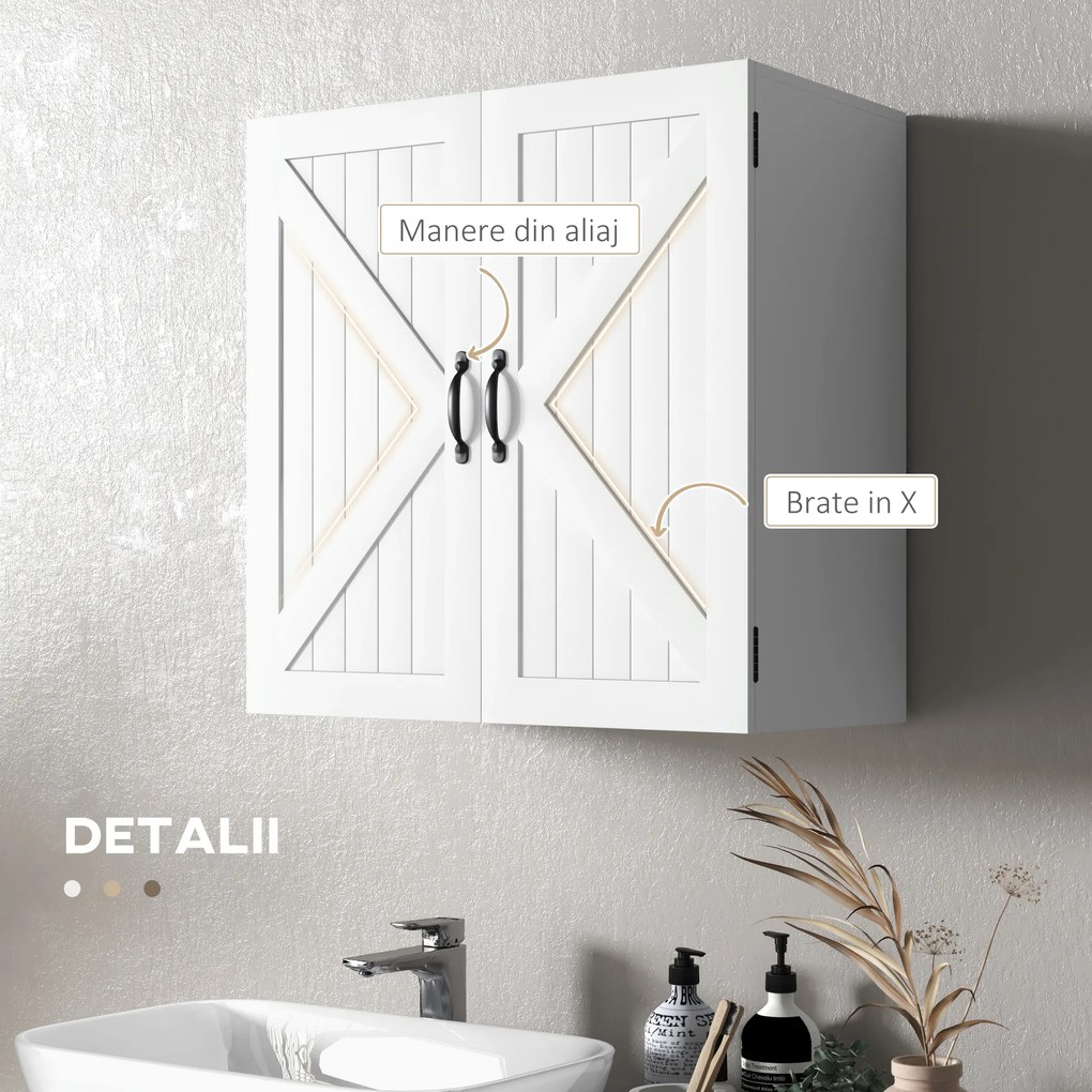 Kleankin Dulap Baie, Depozitare deasupra Toaletei, Raft, Alb | Aosom Romania