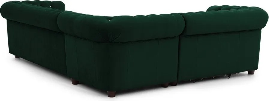 Colțar verde extensibil cu tapițerie din catifea (cu colț pe partea stângă/în formă de ”L”) York Blik – Ropez