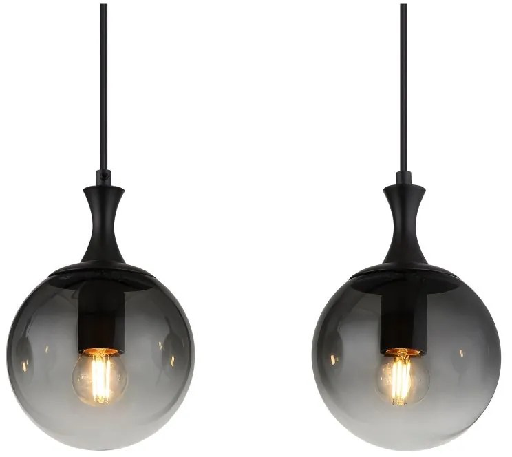 Lustra suspendata design modern DALTON 4L negru/fumuriu