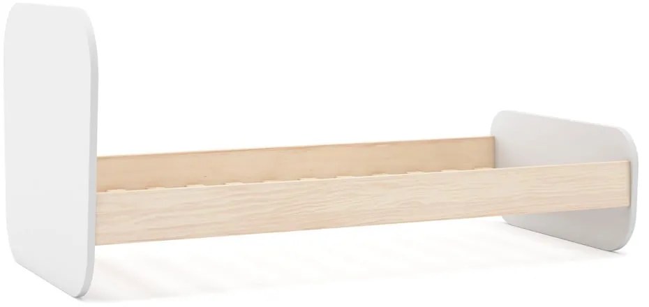 Pat pentru copii alb cu aspect de lemn de pin cu somieră 90x190 cm Esteban – Marckeric