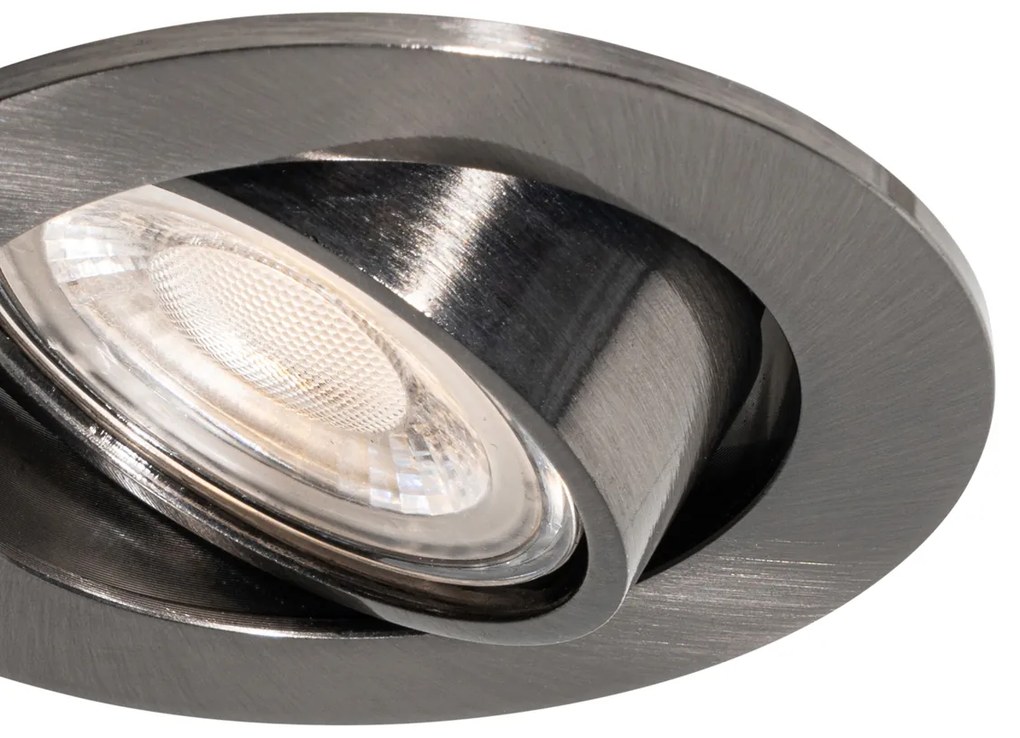 Set de 6 spoturi încastrate moderne Gunmetal GU10 rotunde, orientabile de 50 mm - Cisco