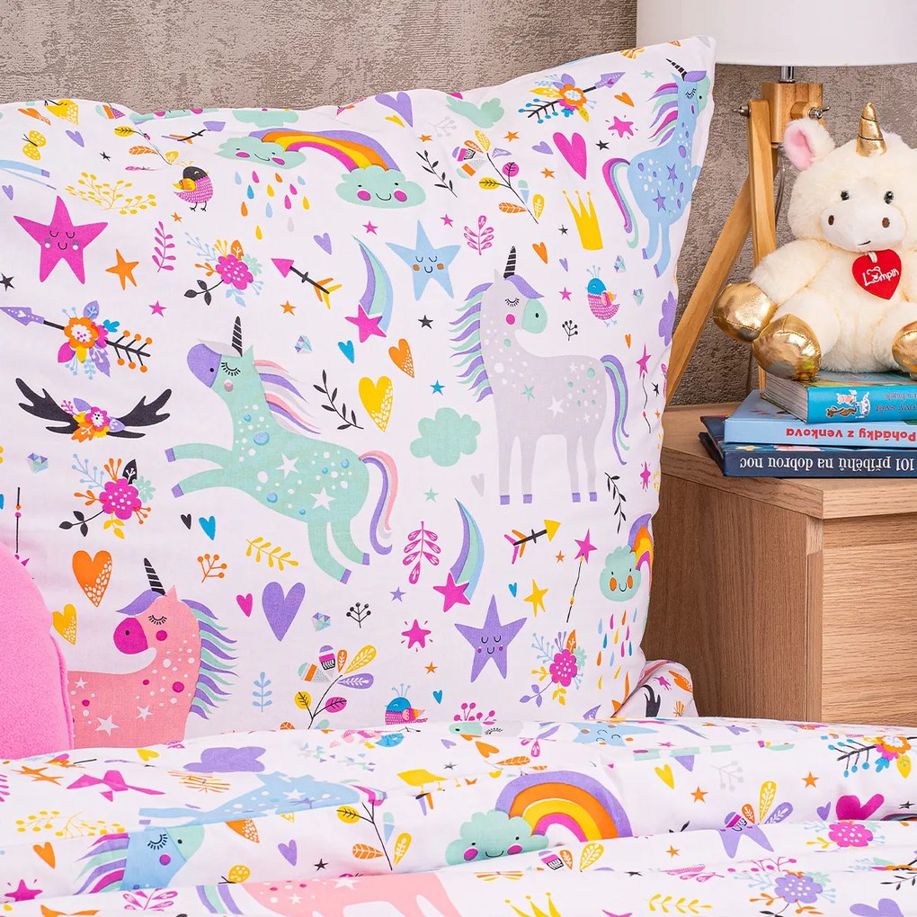 Lenjerie de pat din bumbac pentru copii4Home Unicorns, 140 x 200 cm, 70 x 90 cm